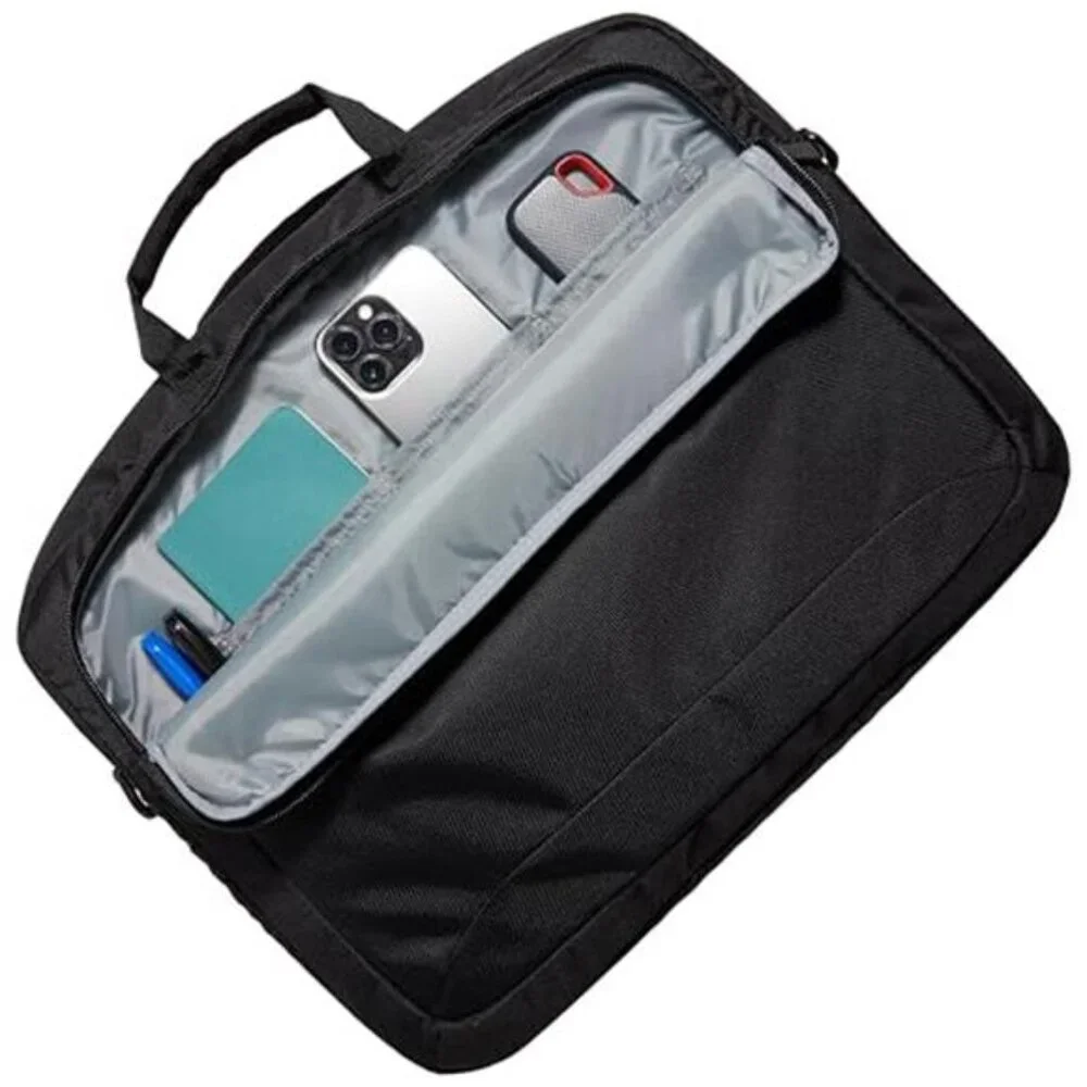 Laptop Shoulder Bag with Compartments, 17.3-inch, Black, Large